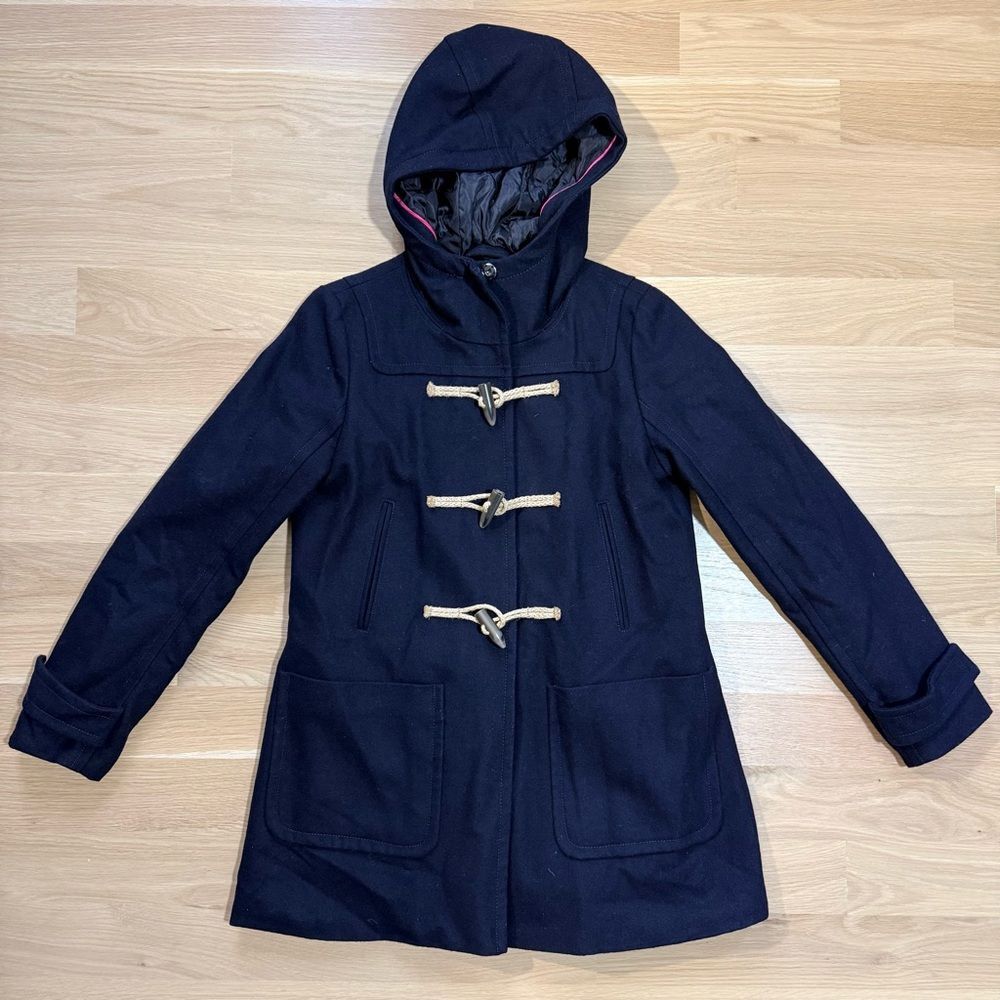 AMERICAN EAGLE Women’s Wool Blend Jacket Hooded Winter Coat Navy Blue Medium